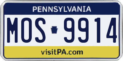 PA license plate MOS9914
