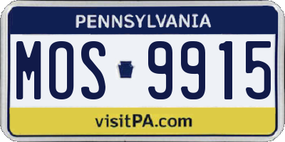 PA license plate MOS9915