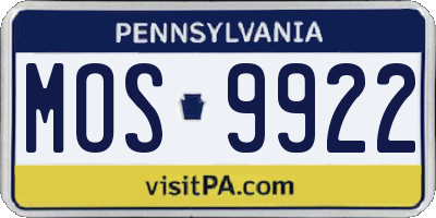 PA license plate MOS9922