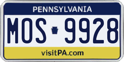 PA license plate MOS9928