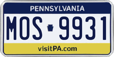 PA license plate MOS9931