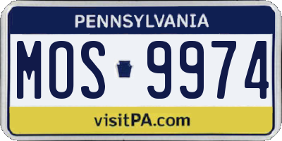 PA license plate MOS9974