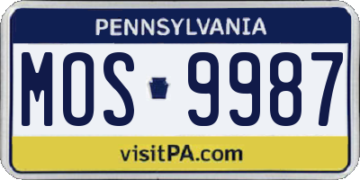 PA license plate MOS9987