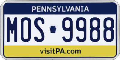 PA license plate MOS9988