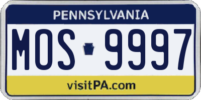 PA license plate MOS9997