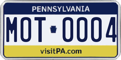 PA license plate MOT0004