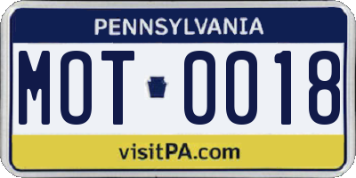 PA license plate MOT0018