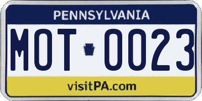 PA license plate MOT0023