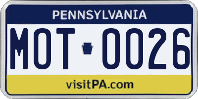 PA license plate MOT0026