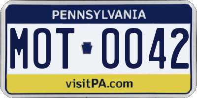 PA license plate MOT0042