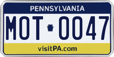 PA license plate MOT0047
