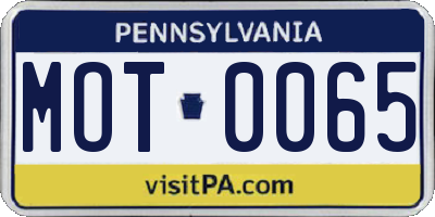 PA license plate MOT0065