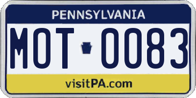 PA license plate MOT0083