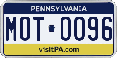 PA license plate MOT0096