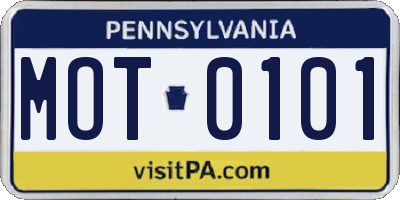PA license plate MOT0101
