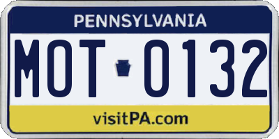 PA license plate MOT0132