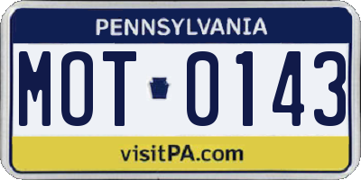 PA license plate MOT0143