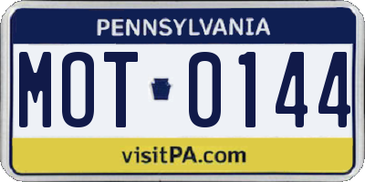 PA license plate MOT0144
