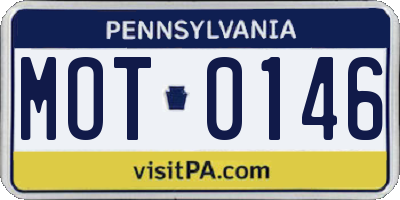 PA license plate MOT0146