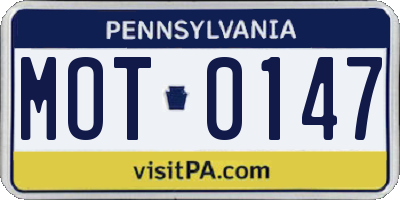 PA license plate MOT0147
