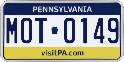 PA license plate MOT0149