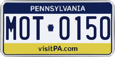 PA license plate MOT0150