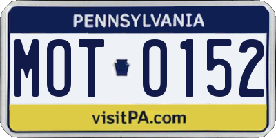 PA license plate MOT0152