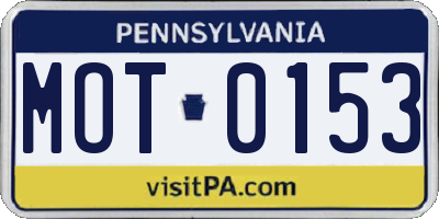 PA license plate MOT0153