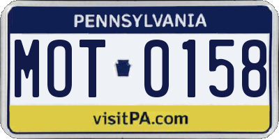 PA license plate MOT0158