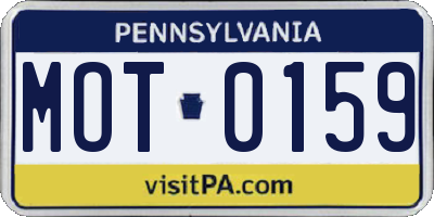 PA license plate MOT0159