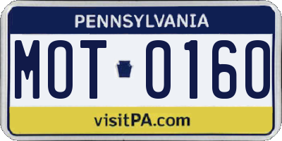 PA license plate MOT0160