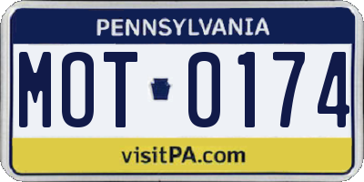 PA license plate MOT0174