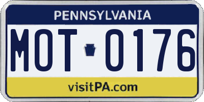 PA license plate MOT0176