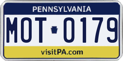 PA license plate MOT0179