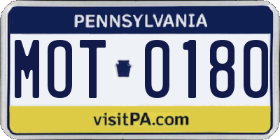 PA license plate MOT0180