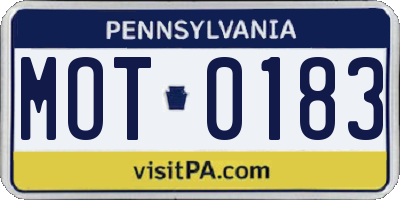 PA license plate MOT0183