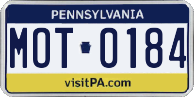 PA license plate MOT0184