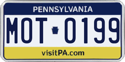 PA license plate MOT0199