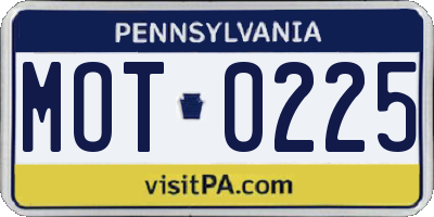 PA license plate MOT0225