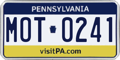 PA license plate MOT0241
