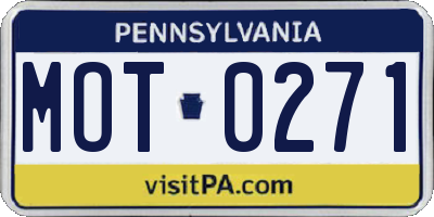 PA license plate MOT0271