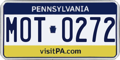 PA license plate MOT0272