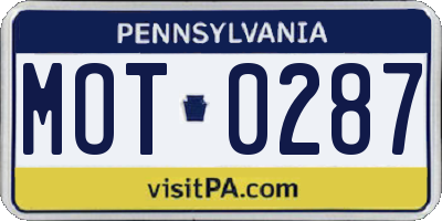 PA license plate MOT0287