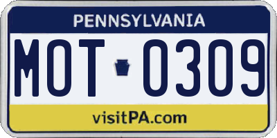 PA license plate MOT0309