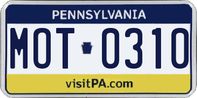 PA license plate MOT0310