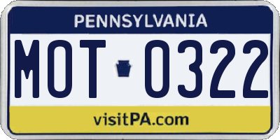 PA license plate MOT0322