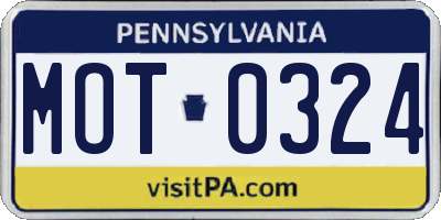 PA license plate MOT0324
