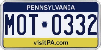 PA license plate MOT0332