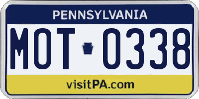PA license plate MOT0338