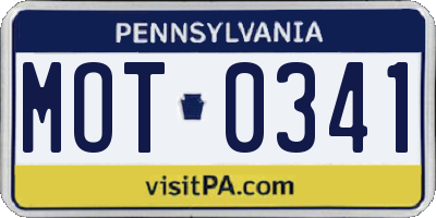 PA license plate MOT0341